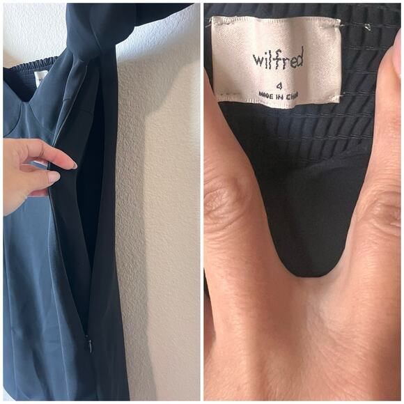 Wilfred Aritzia 4 Black Puff Sleeve Mini Dress Sweetheart Neck Coquette - Picture 2 of 9